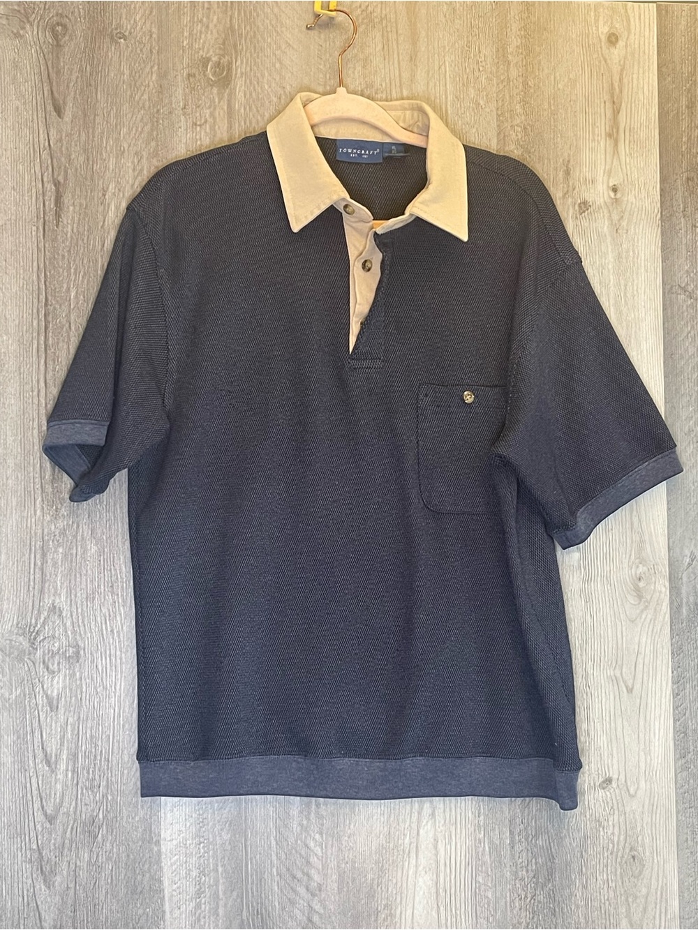 Vintage Penney's Towncraft  Henley Polo XL Shirt With Pocket 80's/90's